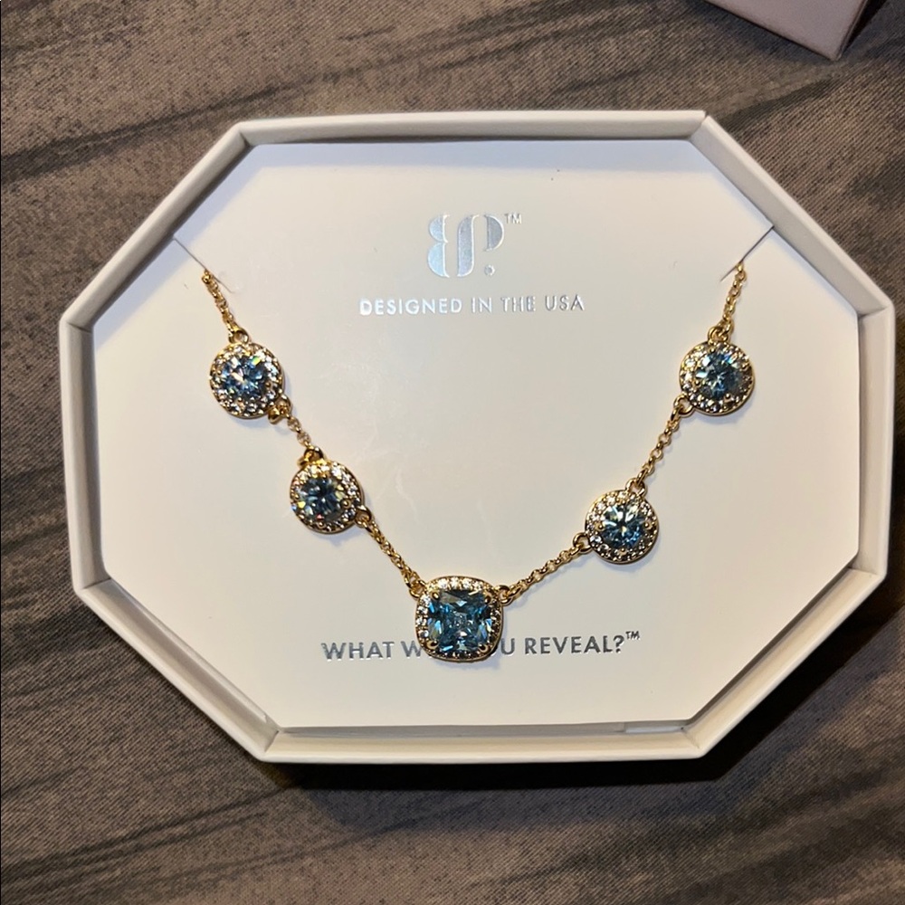 BP Gold and Blue Necklace with Turquoise Beads